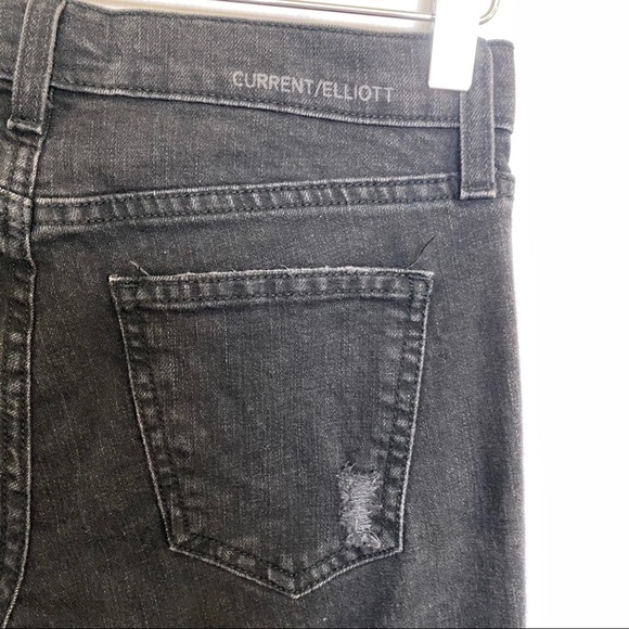 Current/Elliott The Stiletto Black Tattered Jean - Picture 7 of 10